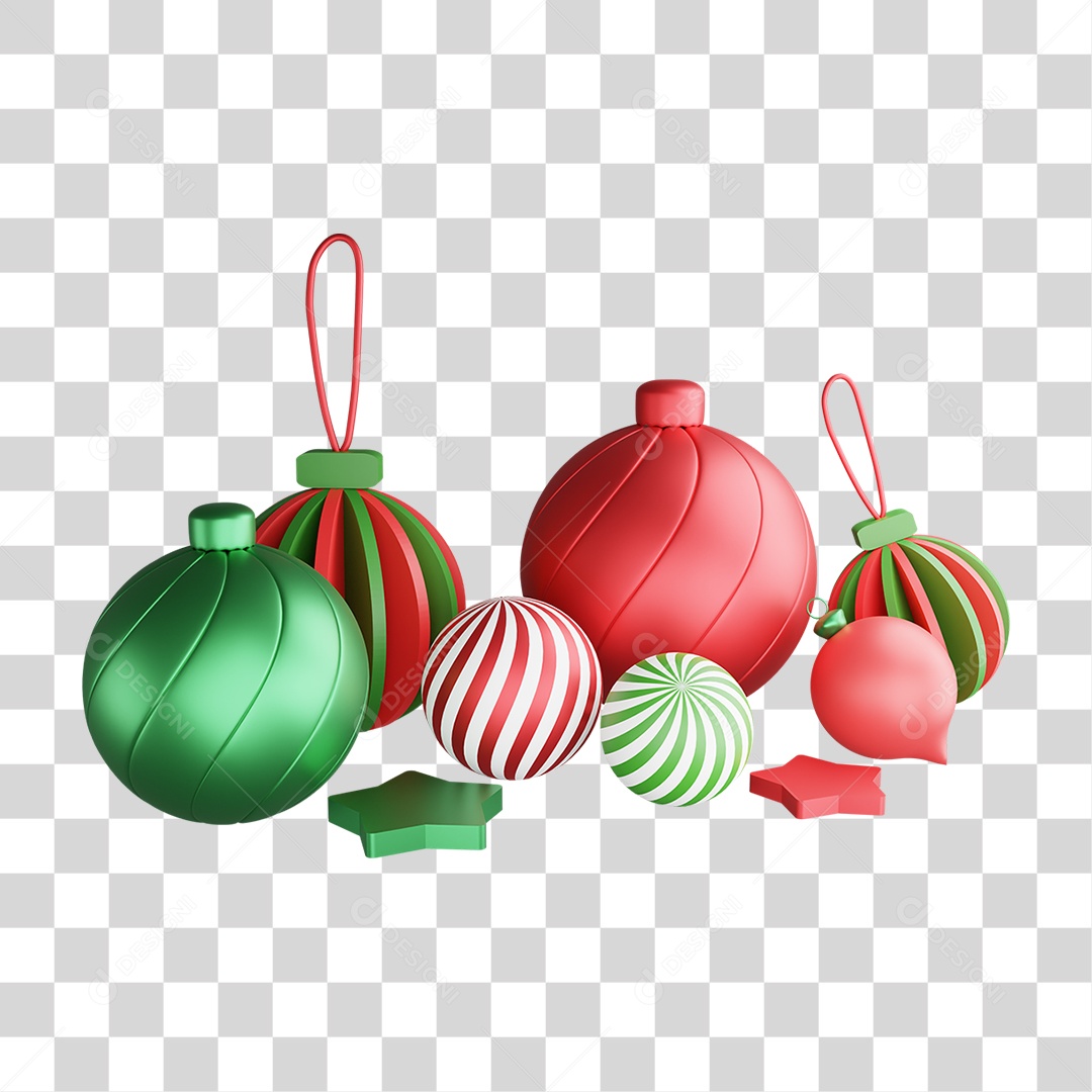 Elemento 3D Decorações de Natal PNG Transparente