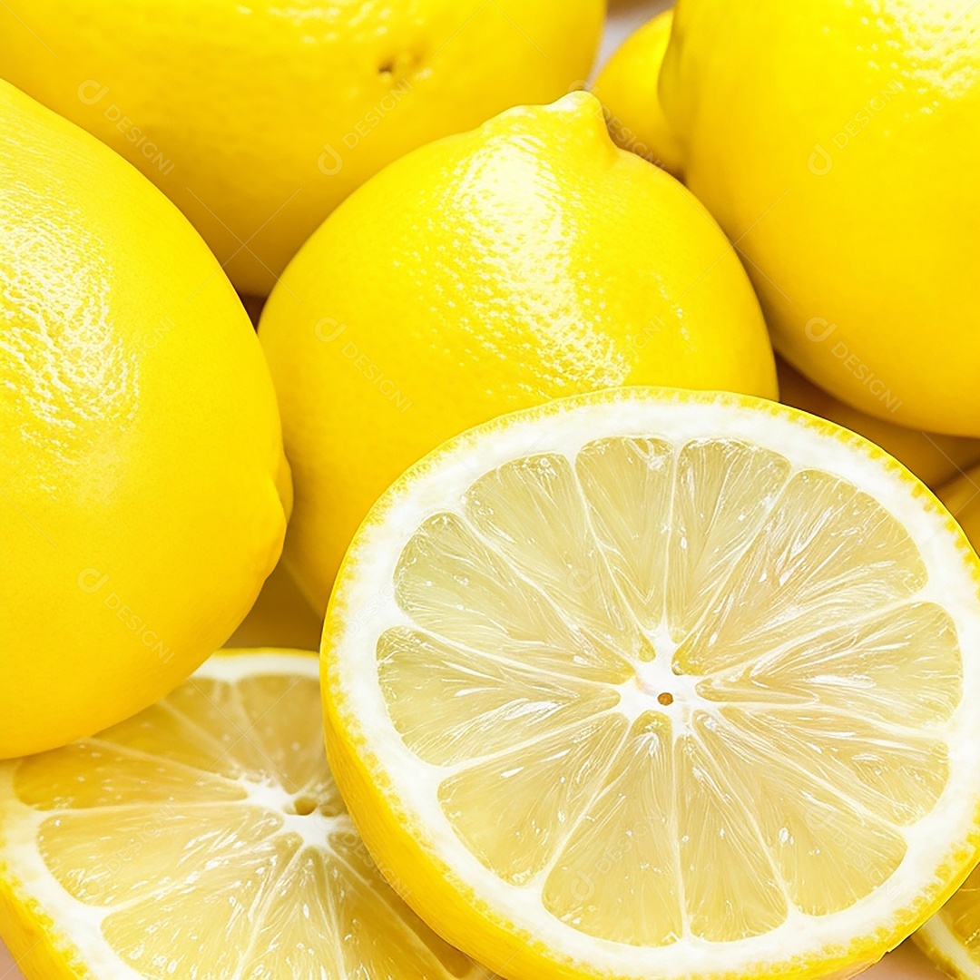 Um close de rodelas de limão fresco