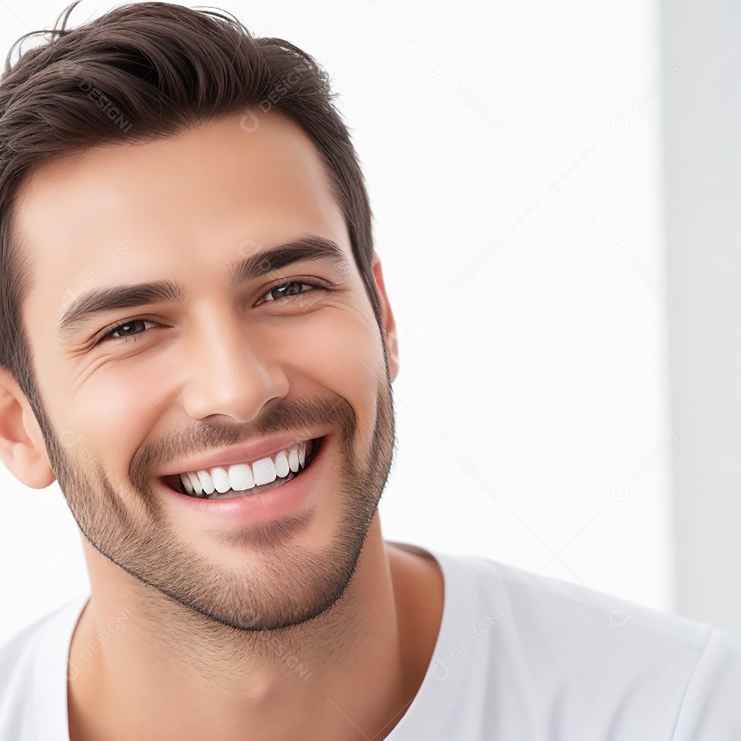 Homem sorridente mostrando dentes limpos dental