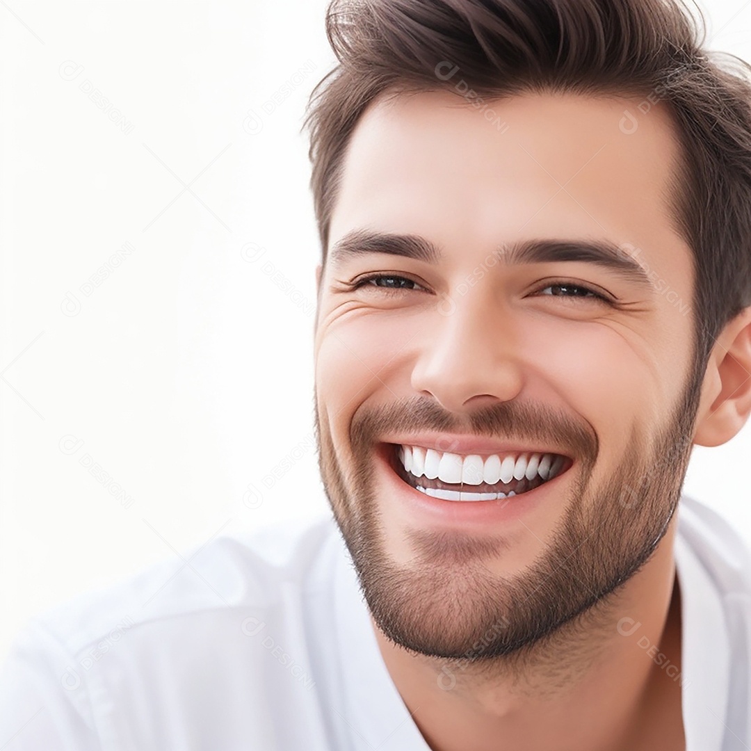 Homem sorridente mostrando dentes limpos dental
