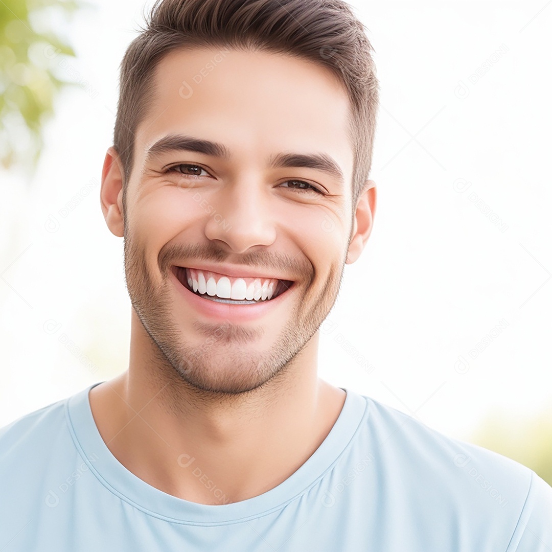 Homem sorridente mostrando dentes limpos dental