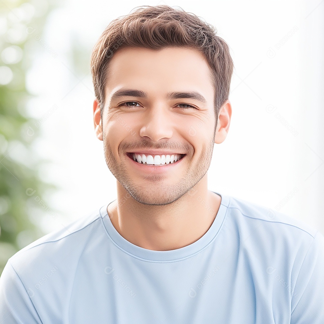 Homem sorridente mostrando dentes limpos dental