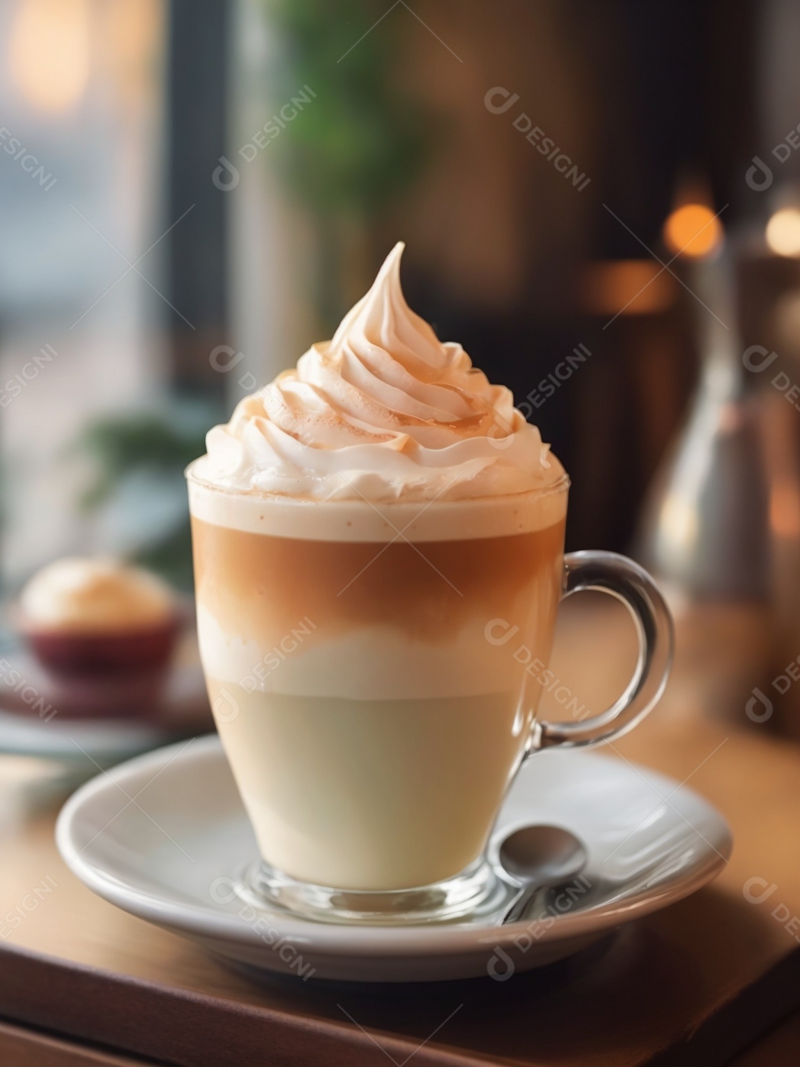 Caneca de café sobre uma mesa de padaria