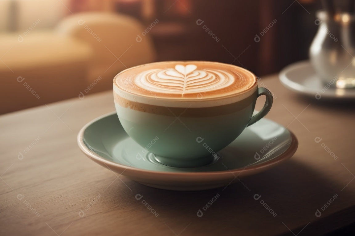 Caneca de café sobre uma mesa de padaria