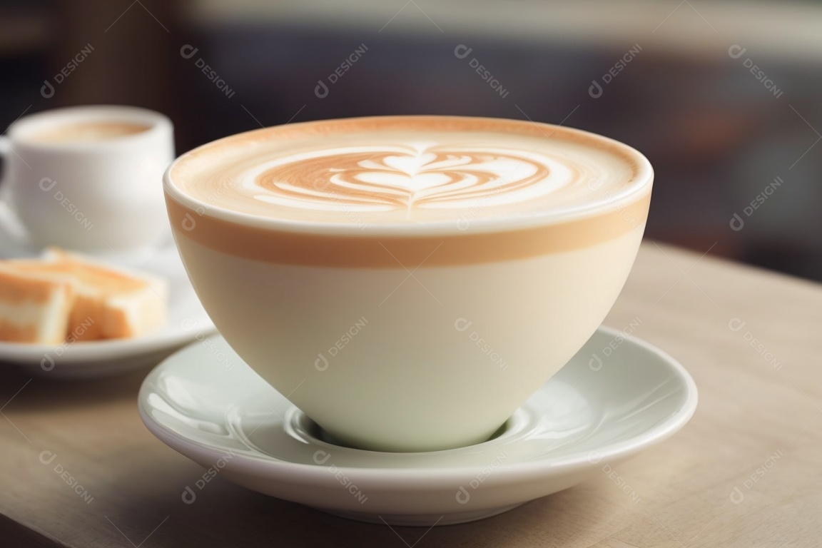 Caneca de café sobre uma mesa de padaria