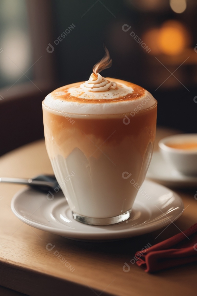 Caneca de café sobre uma mesa de padaria