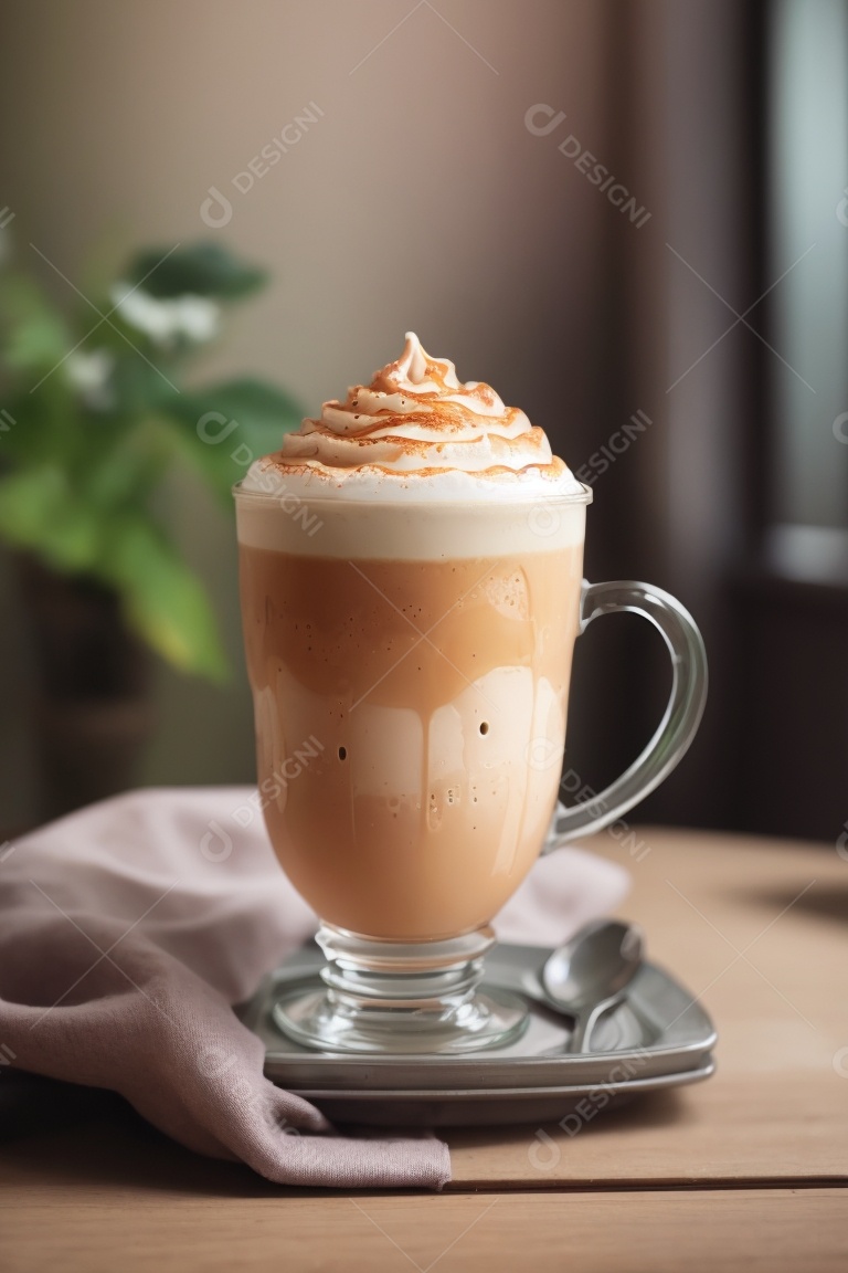 Caneca de café sobre uma mesa de padaria