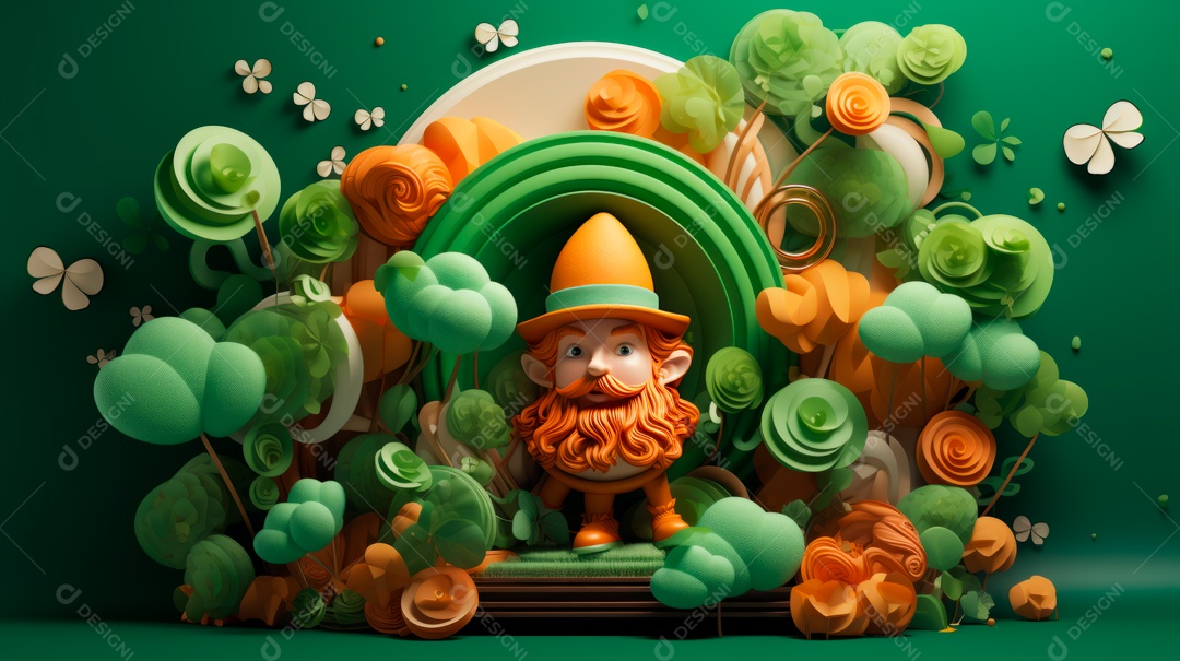 Dia de São Patricio, um dia de orgulho para a Irlanda, 17 de março, estilo 3D Generative AI.