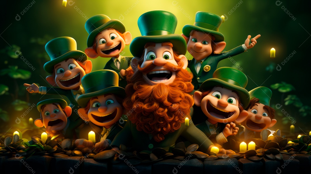 Dia de São Patricio, um dia de orgulho para a Irlanda, 17 de março, estilo 3D Generative AI.