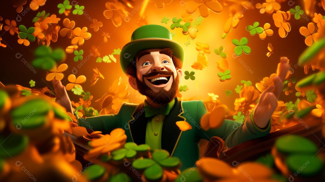 Dia de São Patricio, um dia de orgulho para a Irlanda, 17 de março, estilo 3D Generative AI.