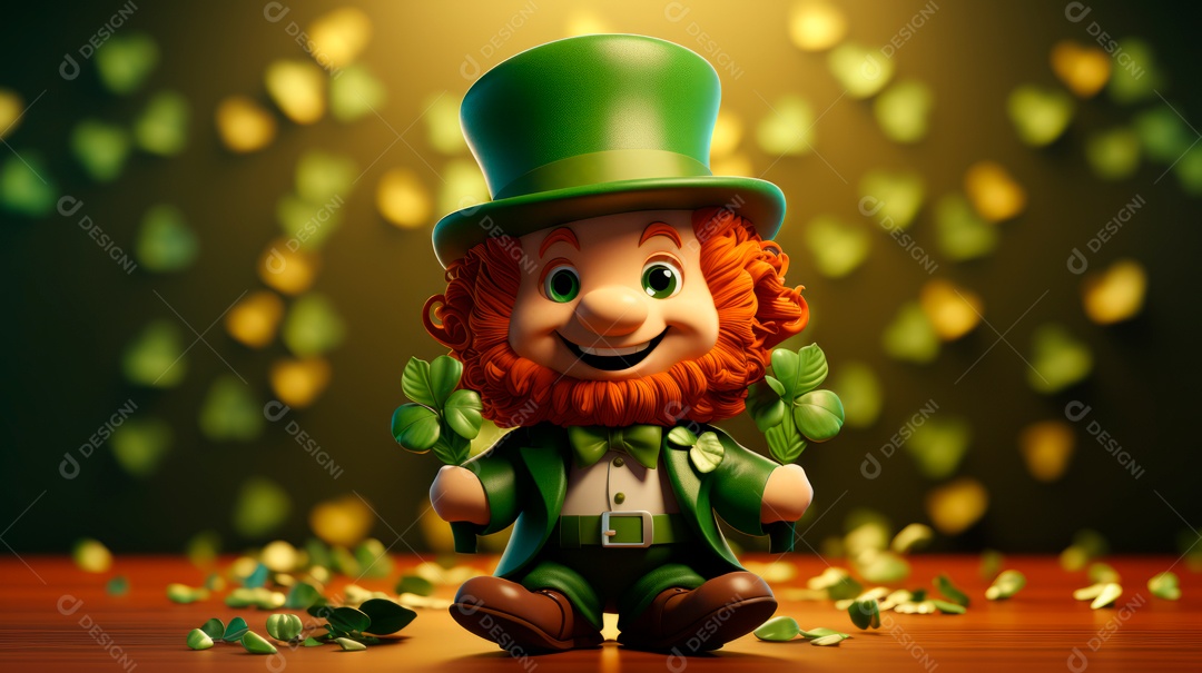 Dia de São Patricio, um dia de orgulho para a Irlanda, 17 de março, estilo 3D Generative AI.