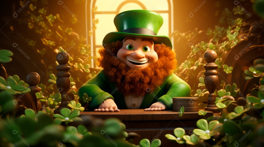 Dia de São Patricio, um dia de orgulho para a Irlanda, 17 de março, estilo 3D Generative AI.