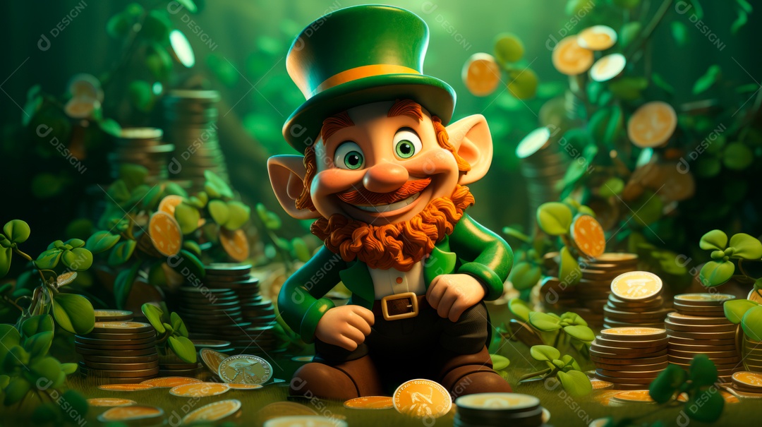 Dia de São Patricio, um dia de orgulho para a Irlanda, 17 de março, estilo 3D Generative AI.