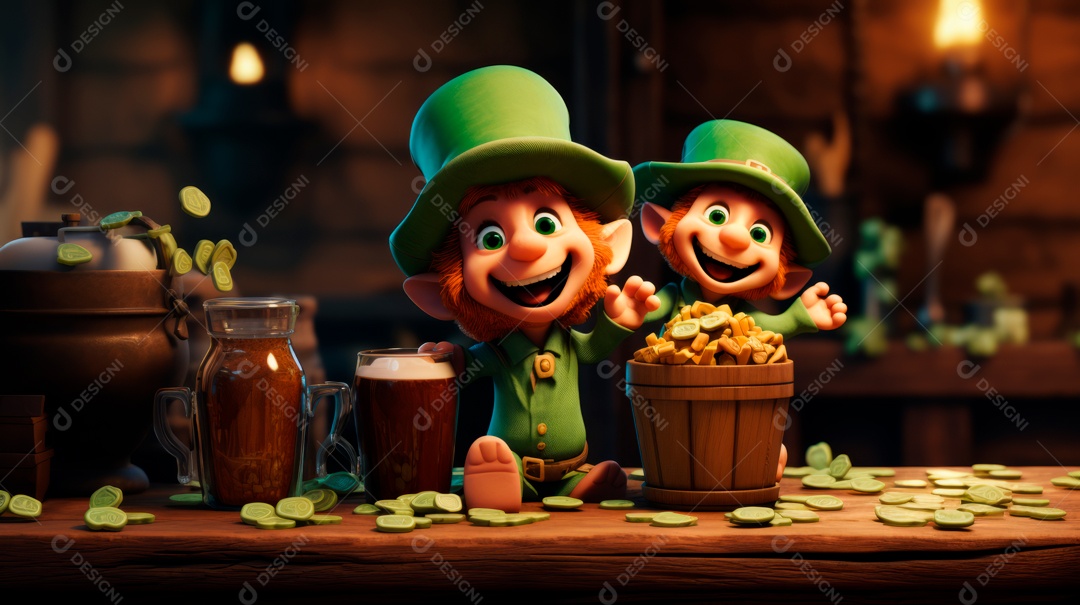 Dia de São Patricio, um dia de orgulho para a Irlanda, 17 de março, estilo 3D Generative AI.