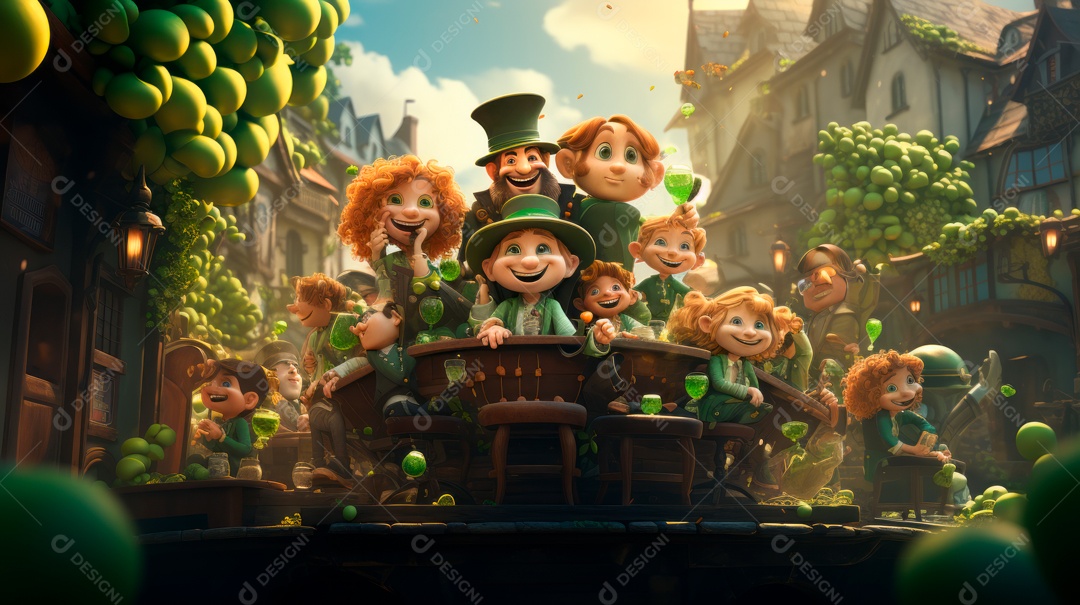 Dia de São Patricio, um dia de orgulho para a Irlanda, 17 de março, estilo 3D Generative AI.