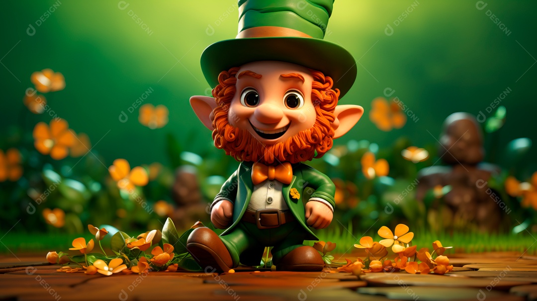 Dia de São Patricio, um dia de orgulho para a Irlanda, 17 de março, estilo 3D Generative AI.