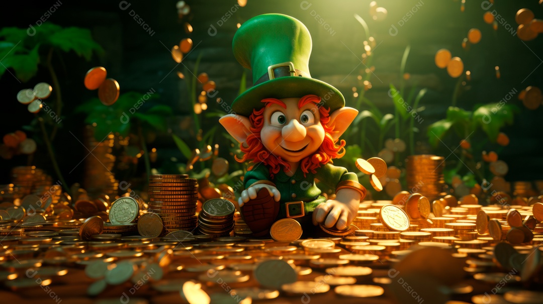 Dia de São Patricio, um dia de orgulho para a Irlanda, 17 de março, estilo 3D Generative AI.