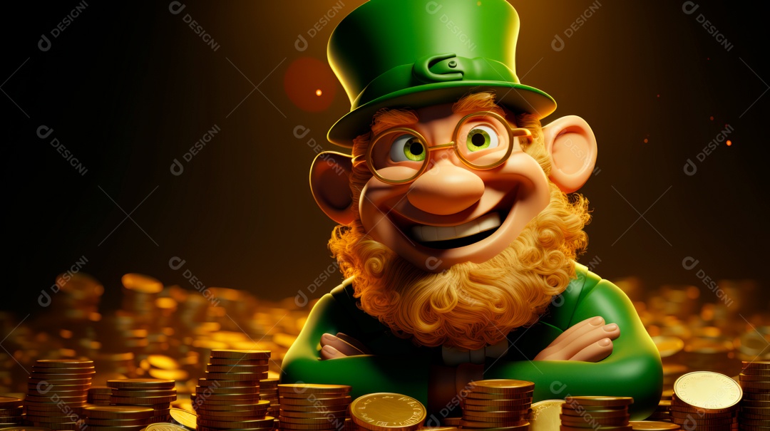 Dia de São Patricio, um dia de orgulho para a Irlanda, 17 de março, estilo 3D Generative AI.