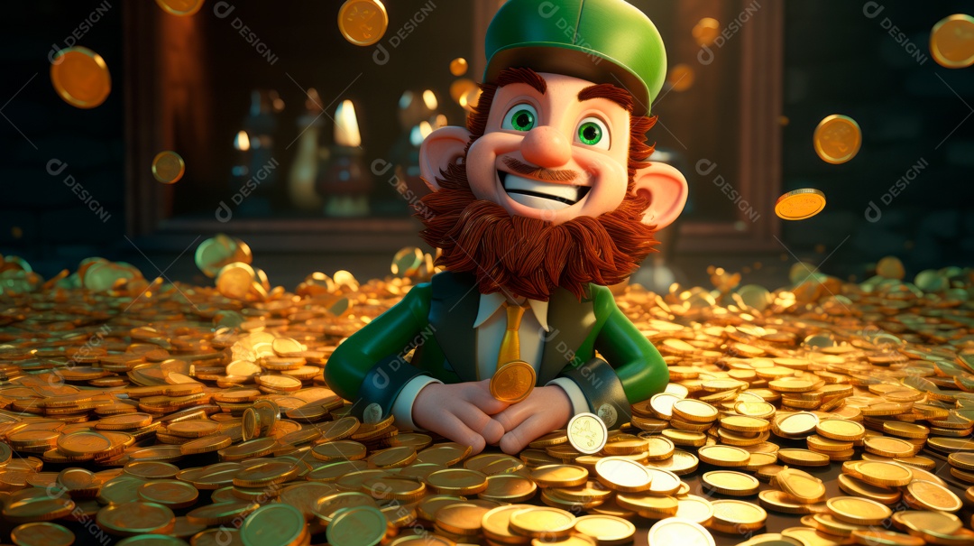 Dia de São Patricio, um dia de orgulho para a Irlanda, 17 de março, estilo 3D Generative AI.