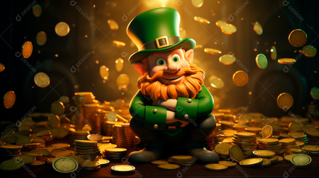 Dia de São Patricio, um dia de orgulho para a Irlanda, 17 de março, estilo 3D Generative AI.