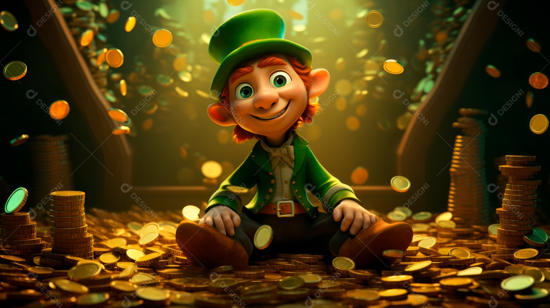 Dia de São Patricio, um dia de orgulho para a Irlanda, 17 de março, estilo 3D Generative AI.