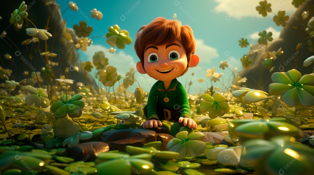 Dia de São Patricio, um dia de orgulho para a Irlanda, 17 de março, estilo 3D Generative AI.