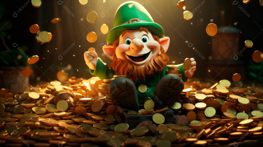 Dia de São Patricio, um dia de orgulho para a Irlanda, 17 de março, estilo 3D Generative AI.