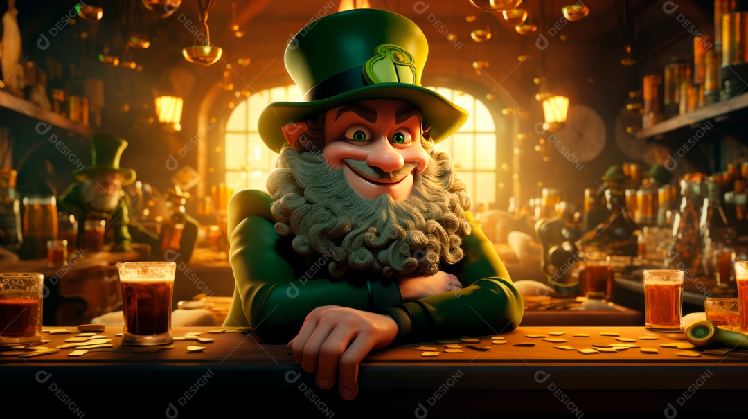 Dia de São Patricio, um dia de orgulho para a Irlanda, 17 de março, estilo 3D Generative AI.