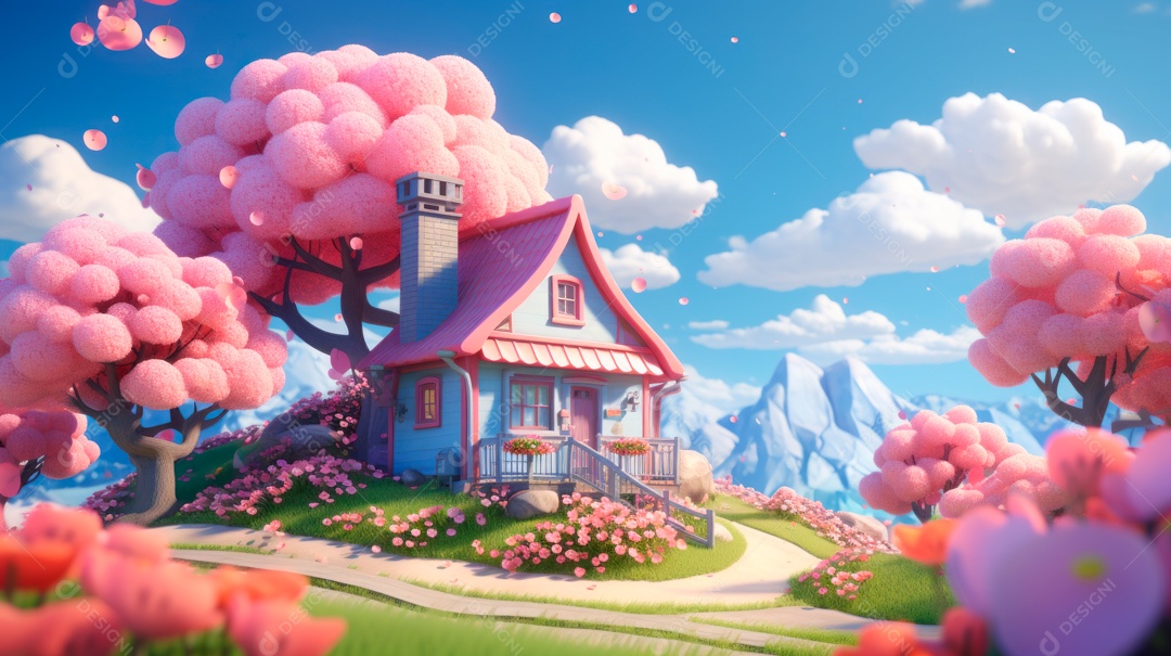 Primavera, a chave das boas festas 20 de março Desenho 3D Generative AI.