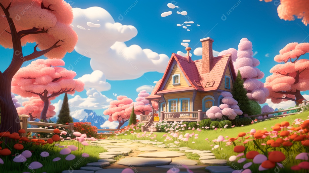 Primavera, a chave das boas festas 20 de março Desenho 3D Generative AI.