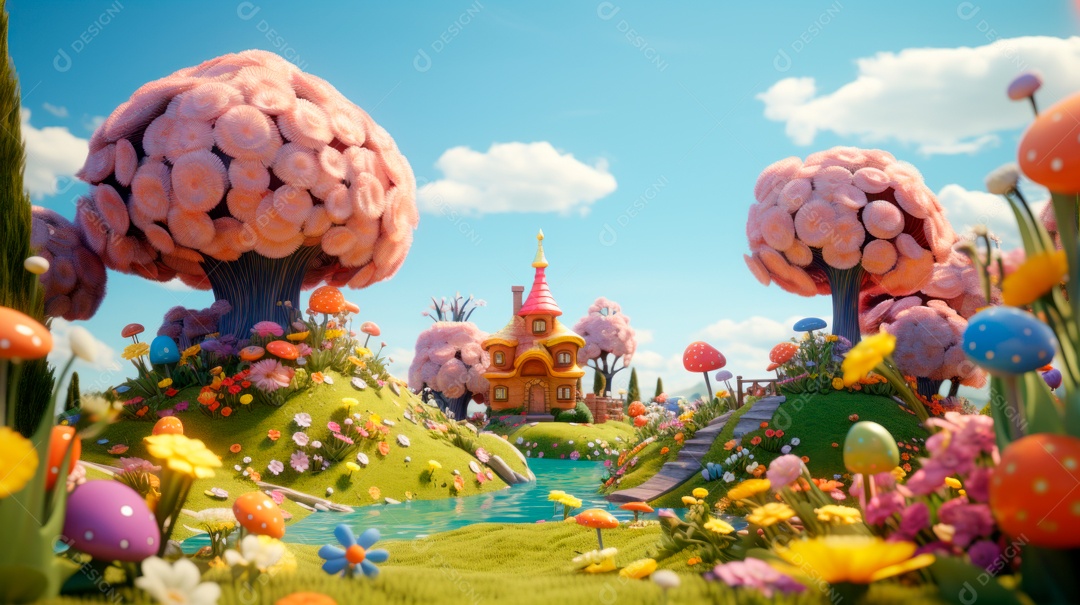 Primavera, a chave das boas festas 20 de março Desenho 3D Generative AI.