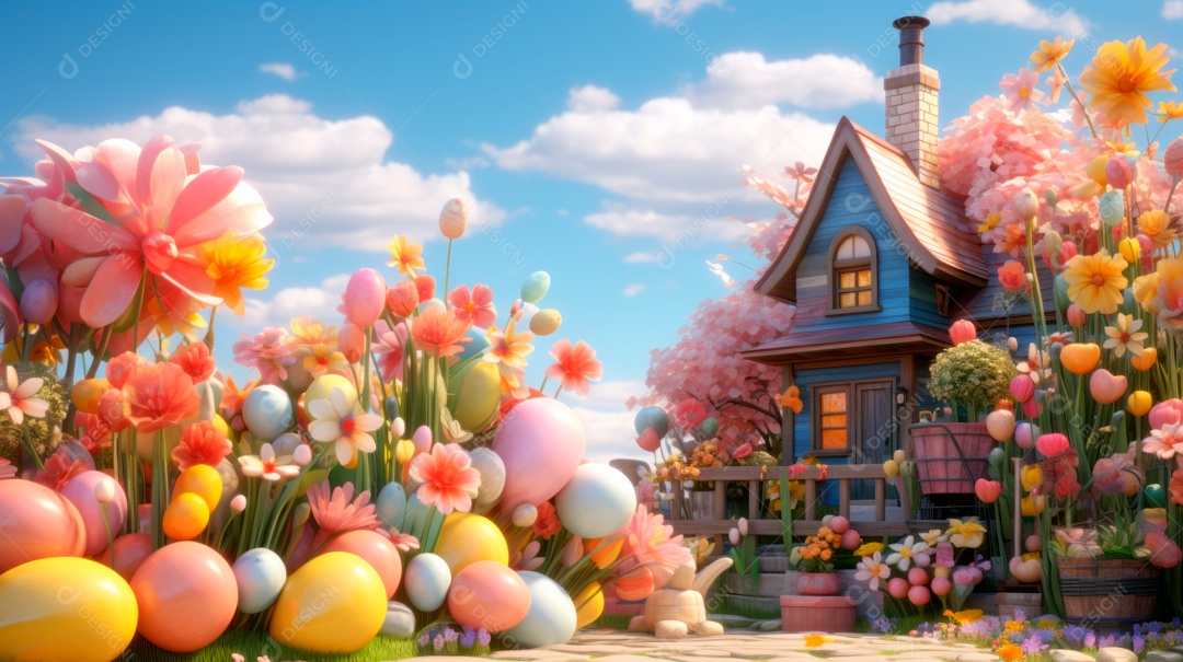 Primavera, a chave das boas festas 20 de março Desenho 3D Generative AI.