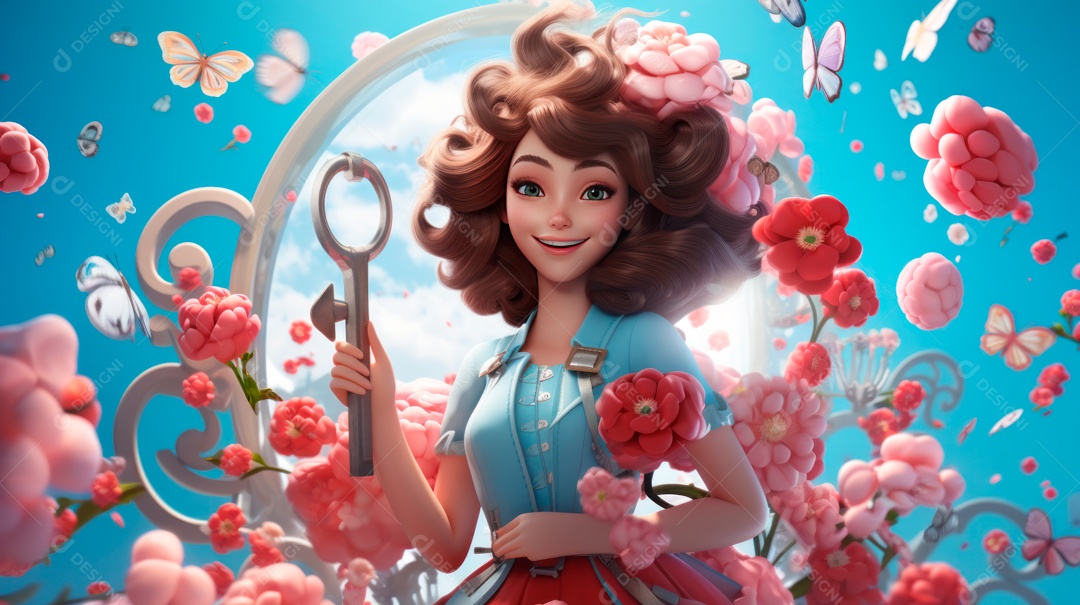 Primavera, a chave das boas festas 20 de março Desenho 3D Generative AI.