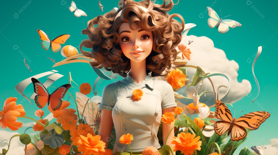 Primavera, a chave das boas festas 20 de março Desenho 3D Generative AI.