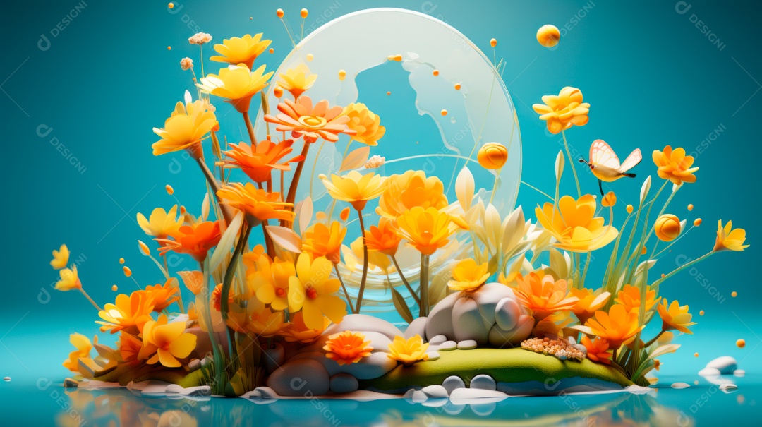 Primavera, a chave das boas festas 20 de março Desenho 3D Generative AI.