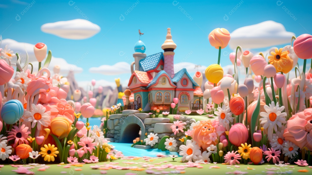 Primavera, a chave das boas festas 20 de março Desenho 3D Generative AI.