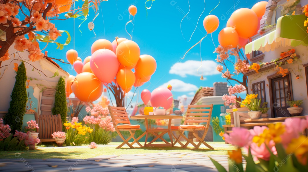 Primavera, a chave das boas festas 20 de março Desenho 3D Generative AI.