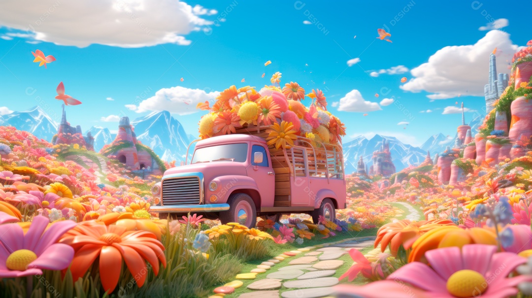 Primavera, a chave das boas festas 20 de março Desenho 3D Generative AI.