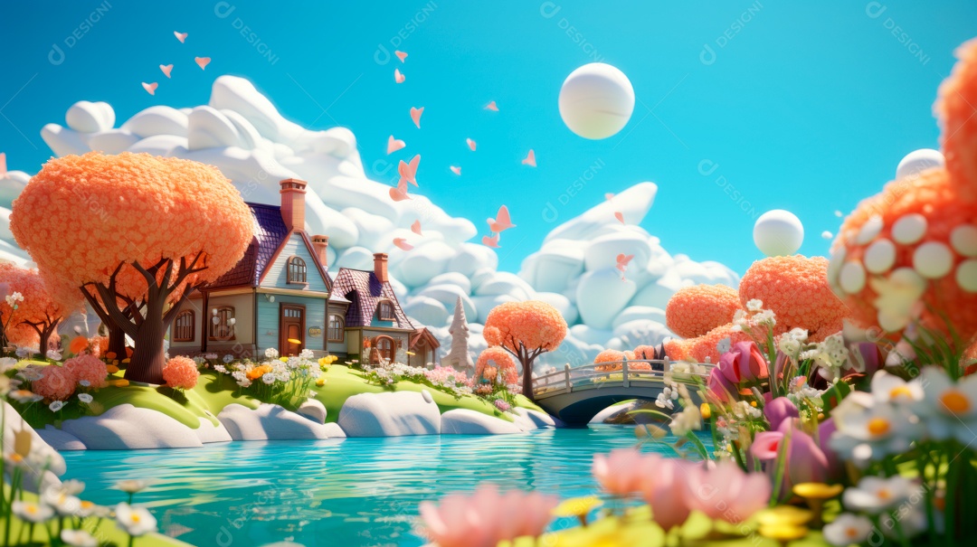 Primavera, a chave das boas festas 20 de março Desenho 3D Generative AI.