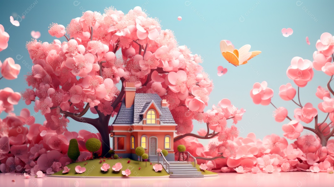 Primavera, a chave das boas festas 20 de março Desenho 3D Generative AI.