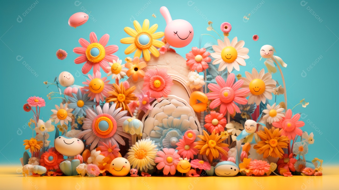 Primavera, a chave das boas festas 20 de março Desenho 3D Generative AI.