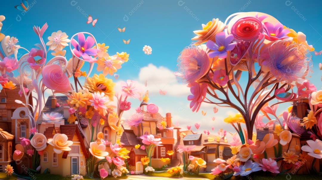 Primavera, a chave das boas festas 20 de março Desenho 3D Generative AI.