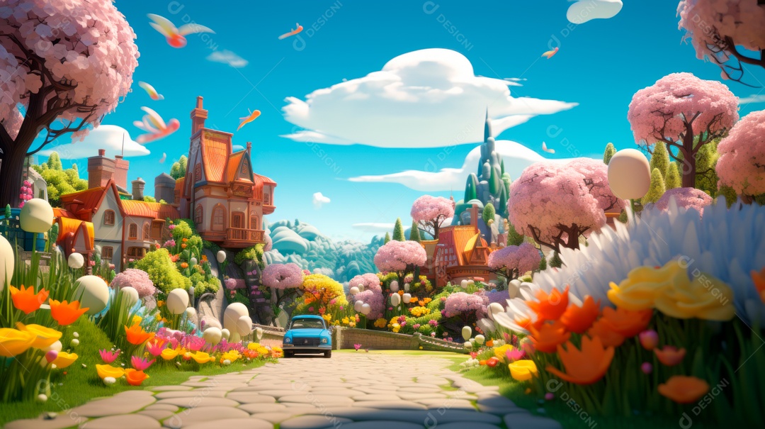 Primavera, a chave das boas festas 20 de março Desenho 3D Generative AI.