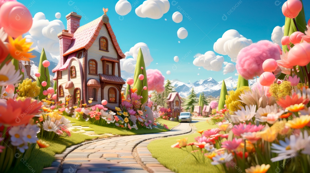 Primavera, a chave das boas festas 20 de março Desenho 3D Generative AI.