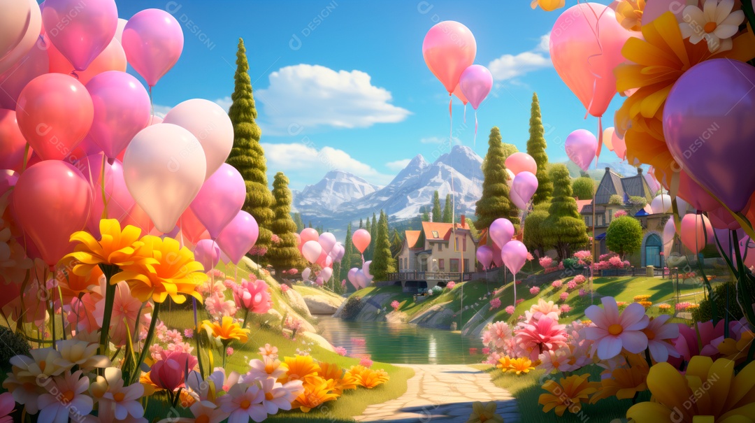 Primavera, a chave das boas festas 20 de março Desenho 3D Generative AI.