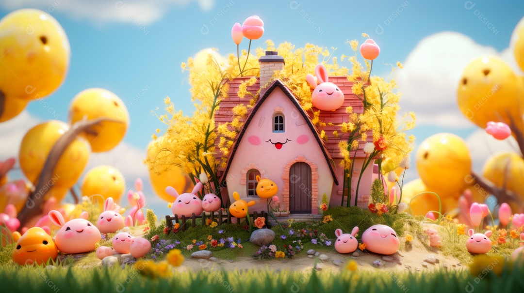 Primavera, a chave das boas festas 20 de março Desenho 3D Generative AI.