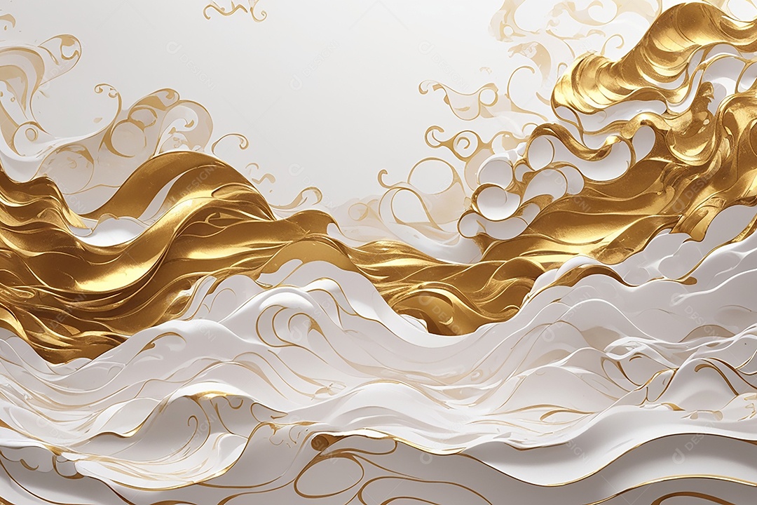 Fundo de ondas de cristal branco e dourado