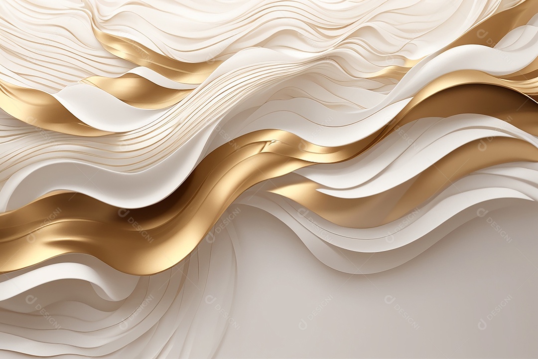 Fundo de ondas de cristal branco e dourado