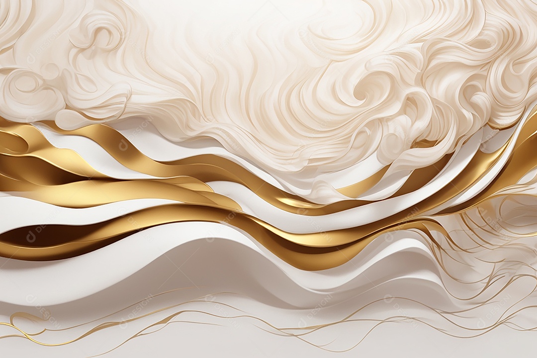 Fundo de ondas de cristal branco e dourado
