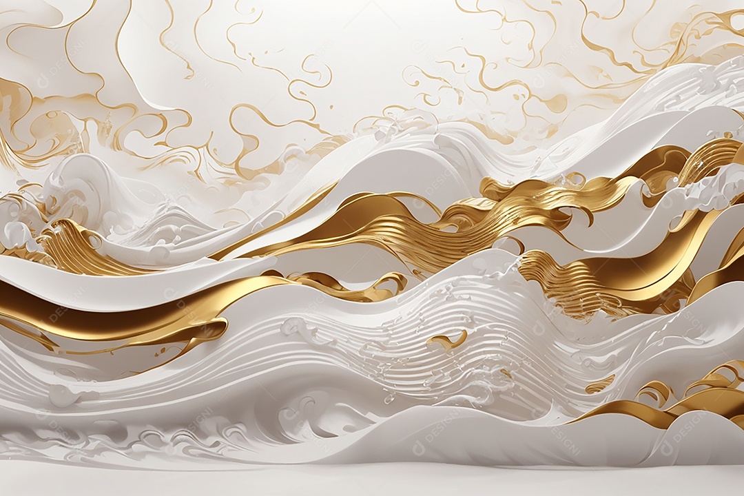 Fundo de ondas de cristal branco e dourado